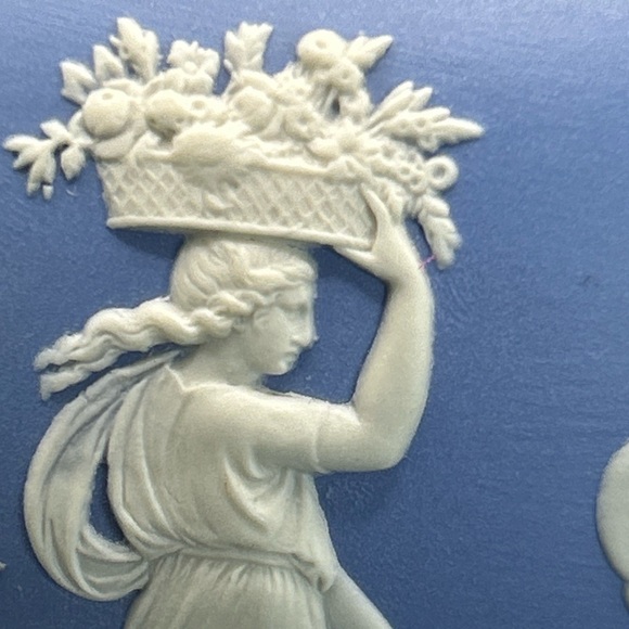 VTG Wedgwood England Blue Jasperware Collectible Greco Roman Motif Teapot, Lid - Picture 16 of 16